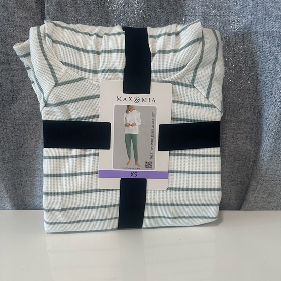 Max & Mia Striped Hoodie and Jogger Set size extra small. Sage color. NWT. - Picture 3 of 6